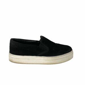 Topshop Women's Chunky Platform Slip On Faux Suede Black Sneaker Size US 9.5